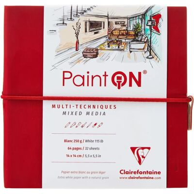Clairefontaine PaintON Notizbuch - Rot - 14x14cm - 250g - Für Künstler Clairefontaine PaintON Notizbuch - Rot - 14x14cm - 250g - Für Künstler