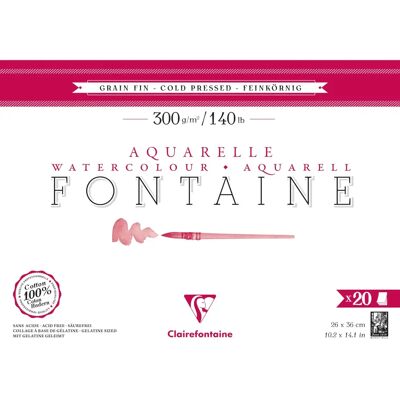Clairefontaine Fontaine Konstpapper 26x36cm 300g Fin Korn - Paket med 2 Silver Mat Clairefontaine Fontaine Konstpapper 26x36cm 300g Fin Korn - Paket med 2 Silver Mat