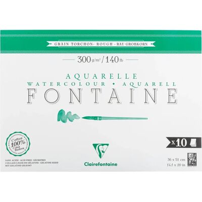 Clairefontaine Fontaine Modelo 10F Papel de acuarela 36x51cm 300g Clairefontaine Fontaine Modelo 10F Papel de acuarela 36x51cm 300g
