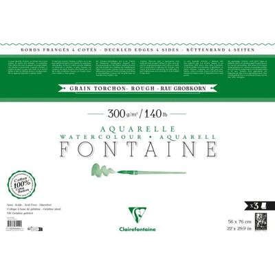 Clairefontaine 975519C Kunstpapier - 3 Bögen, 56x76cm, 300g, Büttenrand, Baumwolle Clairefontaine 975519C Kunstpapier - 3 Bögen, 56x76cm, 300g, Büttenrand, Baumwolle