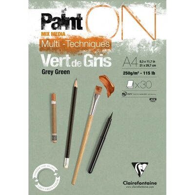 Clairefontaine Grågrønt Kunstblok - Multi-Technics A4 250gsm Clairefontaine Grågrønt Kunstblok - Multi-Technics A4 250gsm
