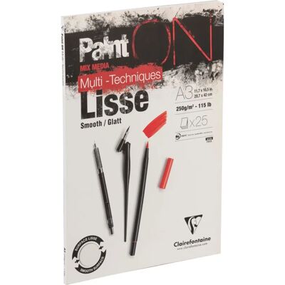 Clairefontaine PaintON Lisse A3 250g - Vit - Konstnärspapper Clairefontaine PaintON Lisse A3 250g - Vit - Konstnärspapper