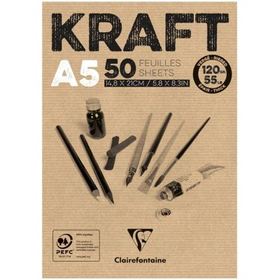 Bloc de Papier Kraft Clairefontaine 975814C - A5 - Brun Bloc de Papier Kraft Clairefontaine 975814C - A5 - Brun