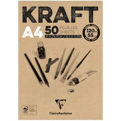 Clairefontaine Kraft A4 120g - Bloc de Papier Kraft Clairefontaine Kraft A4 120g - Bloc de Papier Kraft