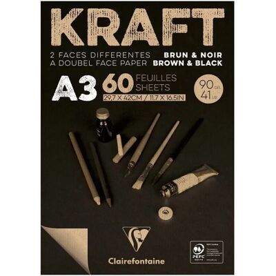 Clairefontaine A3 Kraft Dubbelsidig Papper - 60 Ark Clairefontaine A3 Kraft Dubbelsidig Papper - 60 Ark