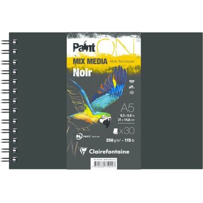 Clairefontaine 975942C Art Paper - Thick, Black, Spiral Bound - Art Paper Pad Clairefontaine 975942C Art Paper - Thick, Black, Spiral Bound - Art Paper Pad