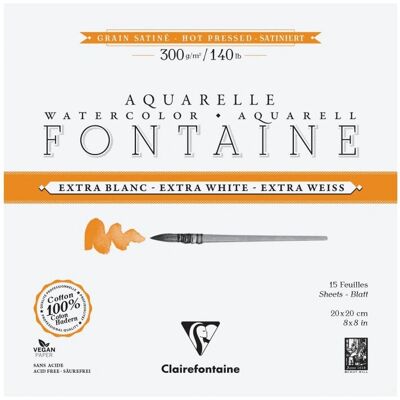 Cuaderno de Papel de Arte Clairefontaine 976025C - 15 Hojas - Extra Blanc - 20x20cm - 300g Cuaderno de Papel de Arte Clairefontaine 976025C - 15 Hojas - Extra Blanc - 20x20cm - 300g