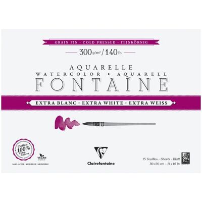Bloc de papel de arte Clairefontaine 976041C - Acuarela, 15 hojas Bloc de papel de arte Clairefontaine 976041C - Acuarela, 15 hojas