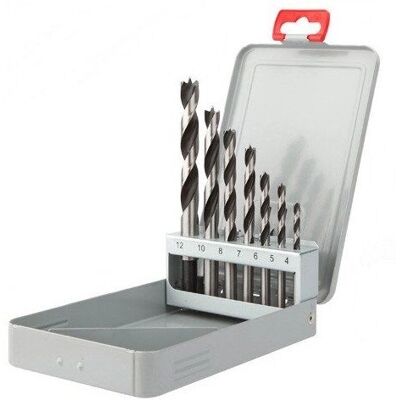 Diager - Caja metálica 7 brocas madera 3 puntas - 905D Diager - Caja metálica 7 brocas madera 3 puntas - 905D