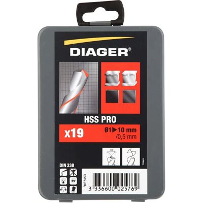 Diager - Coffret de 19 forets HSS pour métal 1-10 mm - Perceuses - Publicité Diager - Coffret de 19 forets HSS pour métal 1-10 mm - Perceuses - Publicité