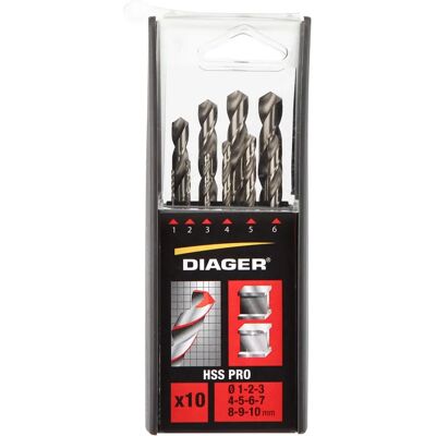 Diager 718C - Coffret de 10 forets HSS - 1-10mm - Publicité Diager 718C - Coffret de 10 forets HSS - 1-10mm - Publicité