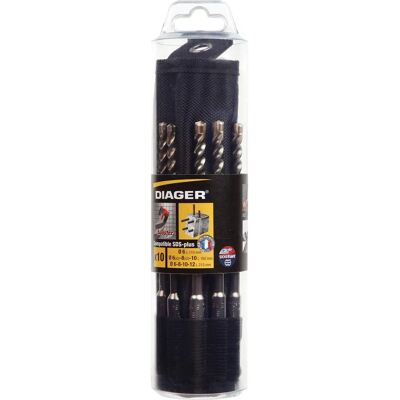 Diager Set di 10 punte cemento Booster-plus SDS-Plus Diager Set di 10 punte cemento Booster-plus SDS-Plus