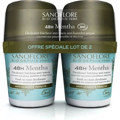 Déodorant Bio Mentha de Sanoflore 48h 2x50ml - Déodorant - Publicité Déodorant Bio Mentha de Sanoflore 48h 2x50ml - Déodorant - Publicité
