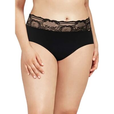 Chantelle High Waist Lace Period Panty - Black - Women’s Recycled Microfibre Chantelle High Waist Lace Period Panty - Black - Women’s Recycled Microfibre