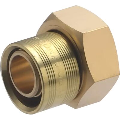 Raccord en laiton Noyon & Thiebault pour tube PER 20mm - Femelle à glissement, F3/4" (20x27) - Publicité Raccord en laiton Noyon & Thiebault pour tube PER 20mm - Femelle à glissement, F3/4" (20x27) - Publicité