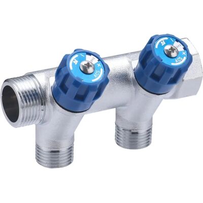 Noyon & Thiebault Wasserverteiler - Blau, 2 Ausgänge 3/4" - Platzsparend Noyon & Thiebault Wasserverteiler - Blau, 2 Ausgänge 3/4" - Platzsparend