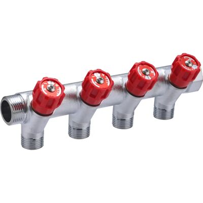 Collecteur d'eau Noyon & Thiebault - 4 sorties, Rouge, Modèle MF3/4' (20x27) - Distribution d'eau Collecteur d'eau Noyon & Thiebault - 4 sorties, Rouge, Modèle MF3/4' (20x27) - Distribution d'eau