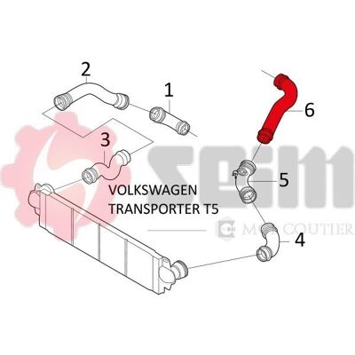 SEIM Volkswagen Transporter 5 Turbo Intercooler Slang SEIM Volkswagen Transporter 5 Turbo Intercooler Slang