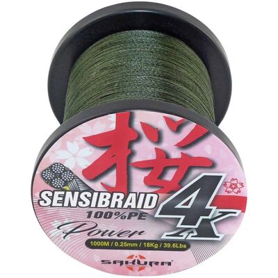 Línea de Pesca trenzadas SAKURA Sensibraid 4x 1000 M Verde - Línea de Pesca Línea de Pesca trenzadas SAKURA Sensibraid 4x 1000 M Verde - Línea de Pesca