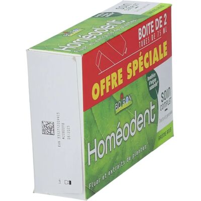 Boiron Homéodent Soin Complet Dentifrice - Anis - 2x75ml - Publicité Boiron Homéodent Soin Complet Dentifrice - Anis - 2x75ml - Publicité