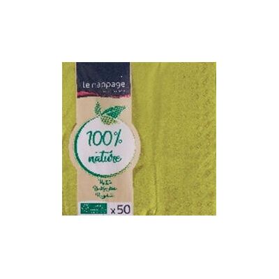 Le Nappage Groene papieren servetten - 50 stuks Le Nappage Groene papieren servetten - 50 stuks