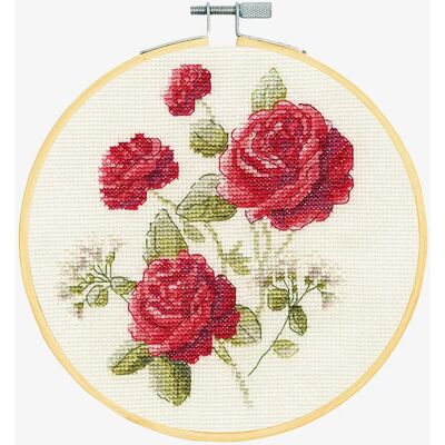 DMC Kreuzstich-Set - Rosen - 18 cm Ring - Stickset DMC Kreuzstich-Set - Rosen - 18 cm Ring - Stickset