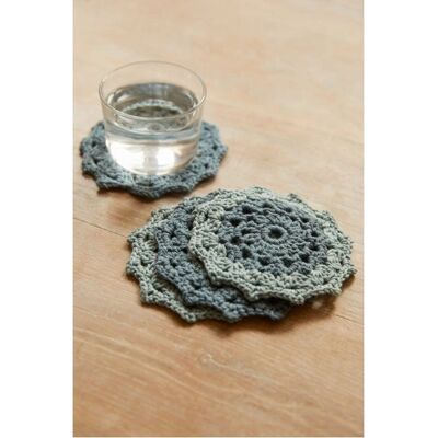DMC Brand Crochet Coasters - Blue - Art/Craft Toy DMC Brand Crochet Coasters - Blue - Art/Craft Toy