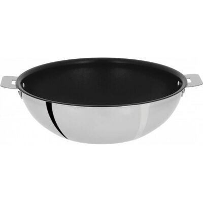 Cristel Wok 28cm Casteline Exceliss Acier Inoxydable Antiadhésif - Publicité Cristel Wok 28cm Casteline Exceliss Acier Inoxydable Antiadhésif - Publicité