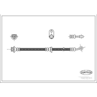 Ευέλικτος σωλήνας φρένων Corteco Honda Civic - Πίσω 552mm OEM 01465S6D000 Ευέλικτος σωλήνας φρένων Corteco Honda Civic - Πίσω 552mm OEM 01465S6D000