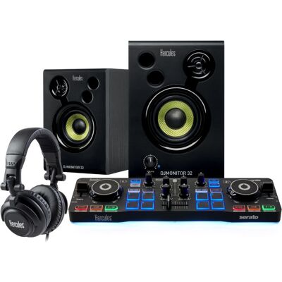 Kit de démarrage DJ Hercules - Contrôleur, enceintes et casque compact - Publicité Kit de démarrage DJ Hercules - Contrôleur, enceintes et casque compact - Publicité