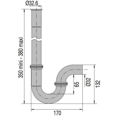 Sifone Valentin con uscita orizzontale - Sifone - Ottone - 32mm Sifone Valentin con uscita orizzontale - Sifone - Ottone - 32mm