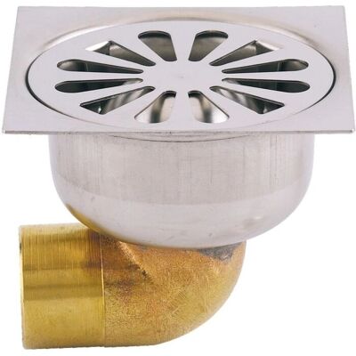 Scarico a pavimento Valentin - Griglia in inox rimovibile - Uscita in ottone orizzontale - 20 l/min Scarico a pavimento Valentin - Griglia in inox rimovibile - Uscita in ottone orizzontale - 20 l/min