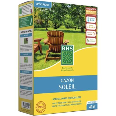 BHS Gazon Soleil 1kg - Résistant au climat méditerranéen et à la sécheresse - Gazon - Publicité BHS Gazon Soleil 1kg - Résistant au climat méditerranéen et à la sécheresse - Gazon - Publicité