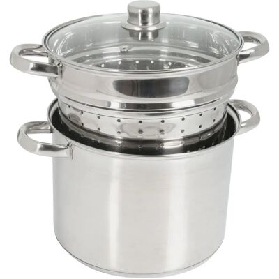 Crealys 504626 RVS Pasta Pan met glazen deksel Crealys 504626 RVS Pasta Pan met glazen deksel