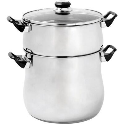 Crealys Modèle 504940 Couscoussier - Acier Inox, 24cm, 12L, Poignée Noire Crealys Modèle 504940 Couscoussier - Acier Inox, 24cm, 12L, Poignée Noire