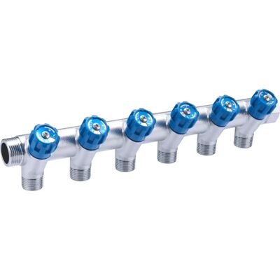 Distribuidor de agua de latón Quick Plomberie con 6 salidas - Azul Distribuidor de agua de latón Quick Plomberie con 6 salidas - Azul