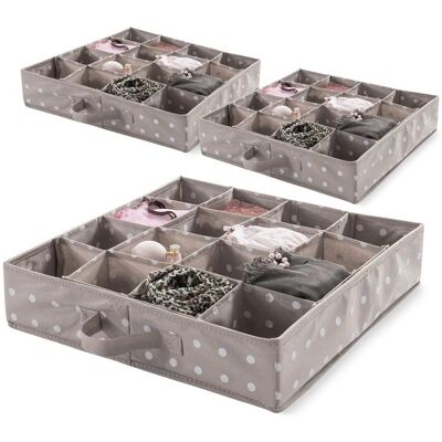 COMPACTOR - Juego de 3 organizadores para cajones - 16 compartimentos - Marrón COMPACTOR - Juego de 3 organizadores para cajones - 16 compartimentos - Marrón