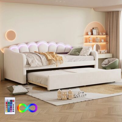 HAUSS SPOLE - 90x200 Cama - Beige Velvet - Sofá cama extraíble - Cama HAUSS SPOLE - 90x200 Cama - Beige Velvet - Sofá cama extraíble - Cama