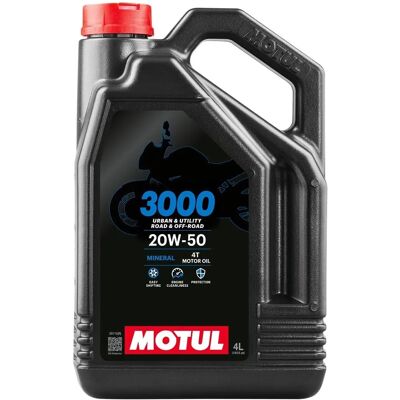 Aceite de Motocicleta Mineral Motul 3000 4T 20W-50 - 4L Aceite de Motocicleta Mineral Motul 3000 4T 20W-50 - 4L