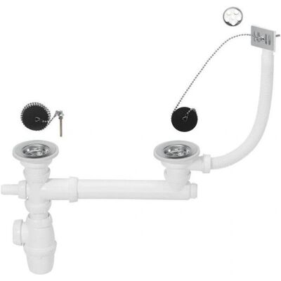 Wirquin SP3239 - Siphon avec 2 pilette et raccord pour lave-linge - Publicité Wirquin SP3239 - Siphon avec 2 pilette et raccord pour lave-linge - Publicité