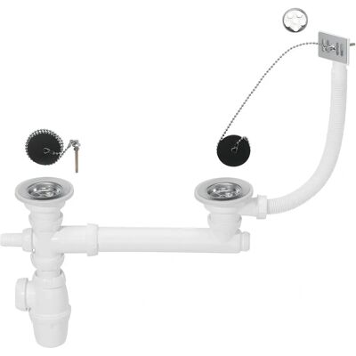 Wirquin SP3239 - Sifone con 2 pilette e attacco lavatrice Wirquin SP3239 - Sifone con 2 pilette e attacco lavatrice