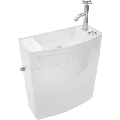 Réservoir WC Wirquin avec lavabo intégré - Chrome - Publicité Réservoir WC Wirquin avec lavabo intégré - Chrome - Publicité