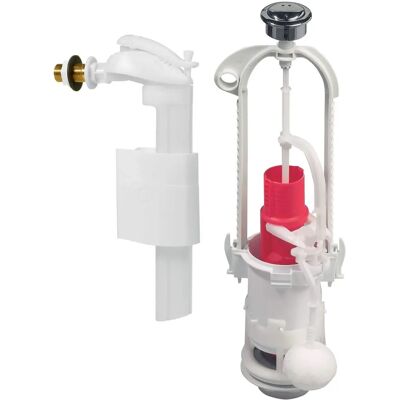 Wirquin 10720554 Double Flush Toilet Mechanism - Red & White Wirquin 10720554 Double Flush Toilet Mechanism - Red & White