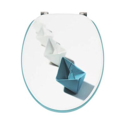 Couvercle de WC en bois bleu et blanc Wirquin 20721909 - Ligne Trendy Couvercle de WC en bois bleu et blanc Wirquin 20721909 - Ligne Trendy