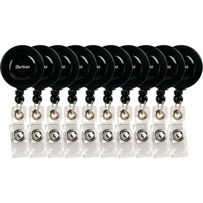 Porta badge Black Line Tarifold - Estensibile 60cm con clip - Confezione da 10 Porta badge Black Line Tarifold - Estensibile 60cm con clip - Confezione da 10