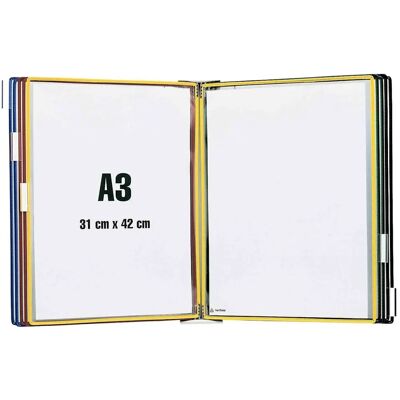 Sistema di Esposizione a Parete Tarifold A3 con 10 Tasche Nere Sistema di Esposizione a Parete Tarifold A3 con 10 Tasche Nere