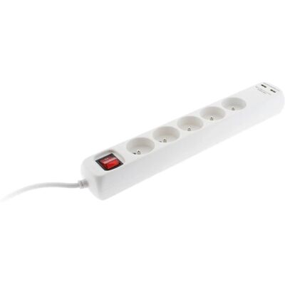 Voltman Mehrfachsteckdose - 5 Steckdosen, USB, Schalter Voltman Mehrfachsteckdose - 5 Steckdosen, USB, Schalter