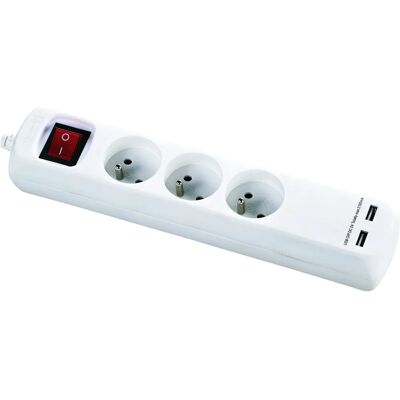 Voltman Mehrfachstecker mit 3 Steckdosen und 2 USB-Ports - 3680 W Voltman Mehrfachstecker mit 3 Steckdosen und 2 USB-Ports - 3680 W
