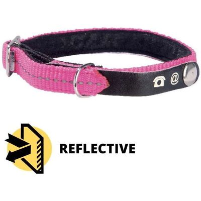 Collare in nylon riflettente rosa per gatti - 30x1cm Collare in nylon riflettente rosa per gatti - 30x1cm