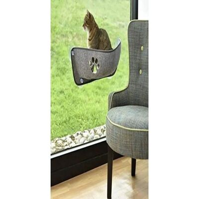 Hamac de Fenêtre pour Chat - Bobby - Gris - Supporte jusqu’à 9kg - Léger - Publicité Hamac de Fenêtre pour Chat - Bobby - Gris - Supporte jusqu’à 9kg - Léger - Publicité
